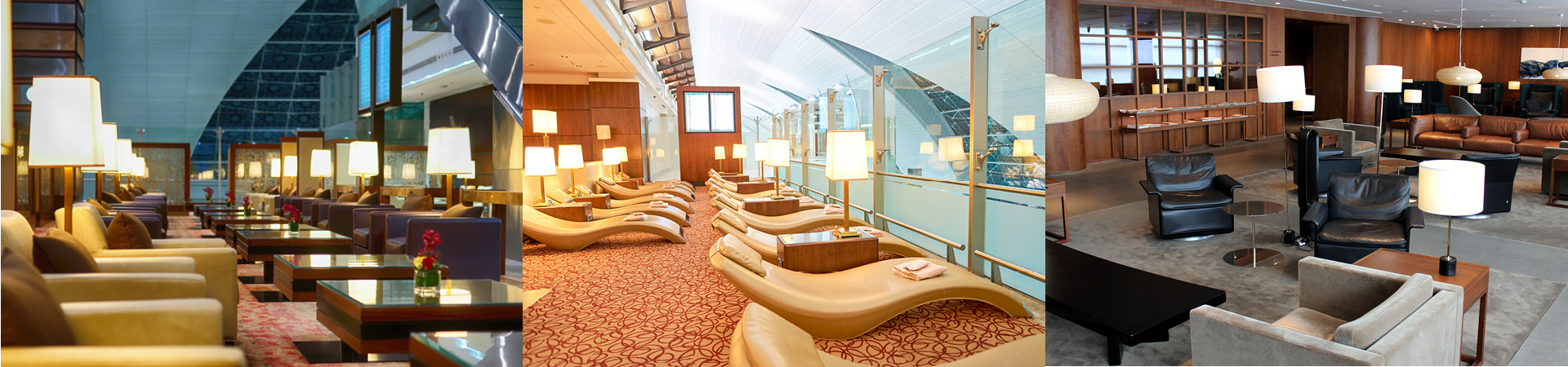 3 images featuring aiport lounges that help to enhance the aiport experience.