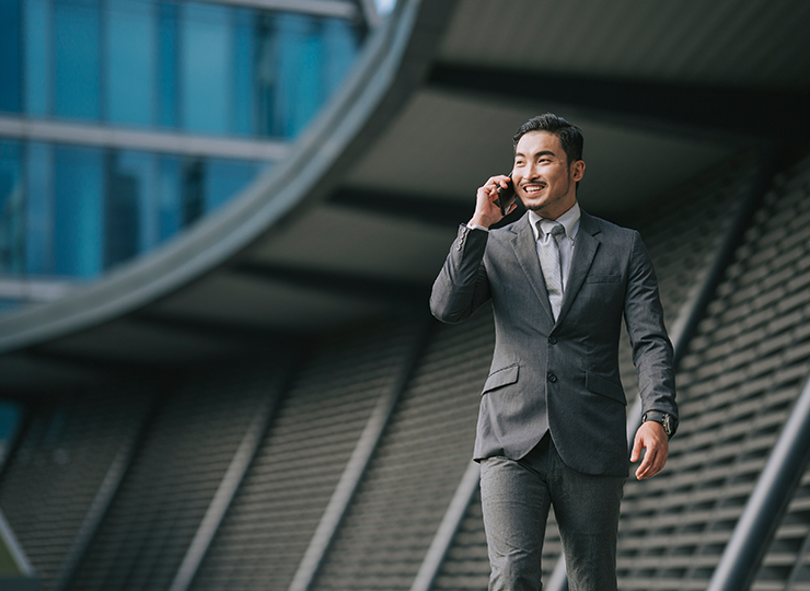 Investment banker on the phone