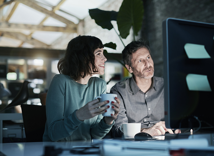 Man and woman looking at service delivery