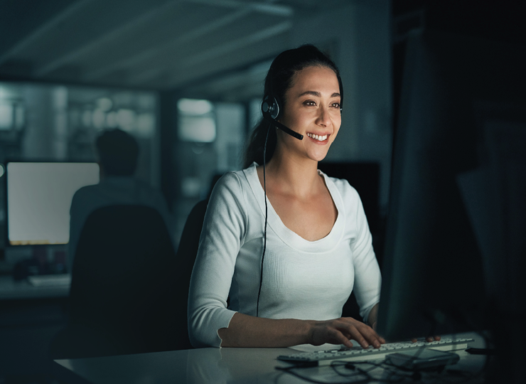 After hours consultant working at computer
